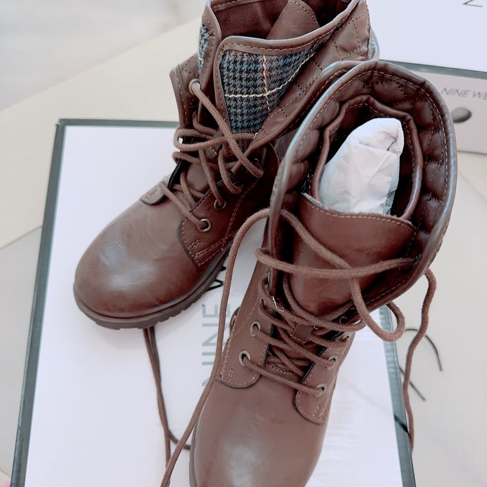 NINE WEST SPEEDITUPOL1 Lace Up Boots/combat boots/NWB